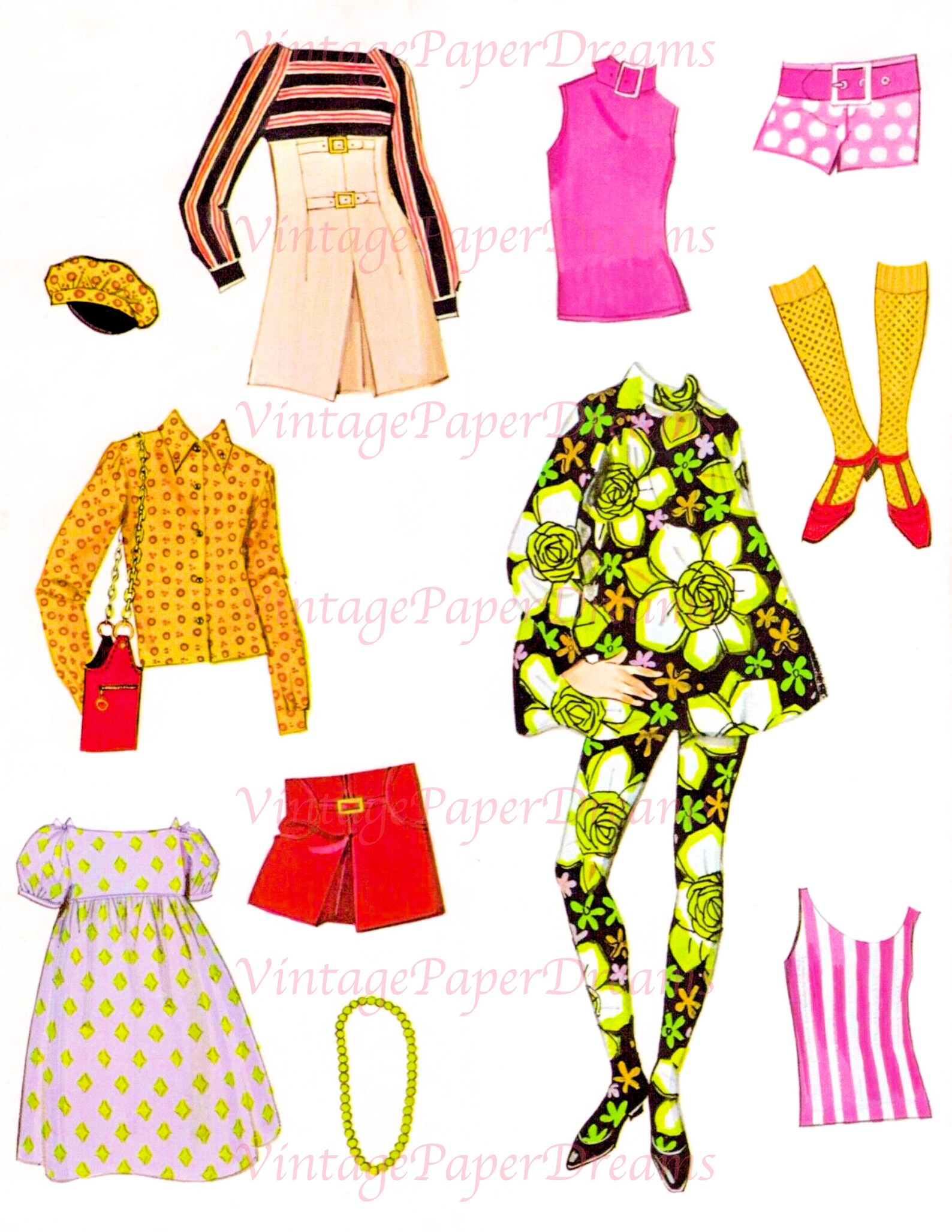 Vintage Paper Doll Printable PDF twiggy Paper Doll 60s Etsy