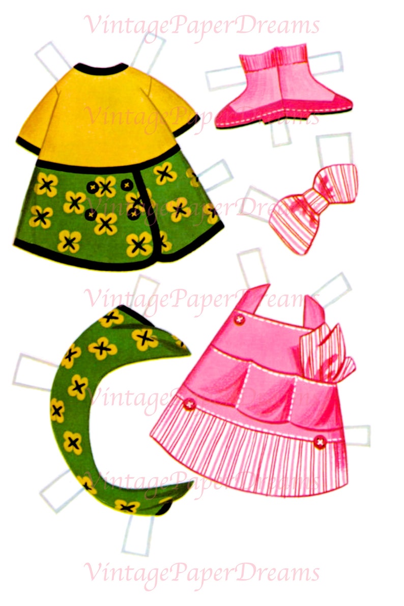 Vintage Paper Doll Printable PDF dress Me Paper Dolls 70s 1970s Girl