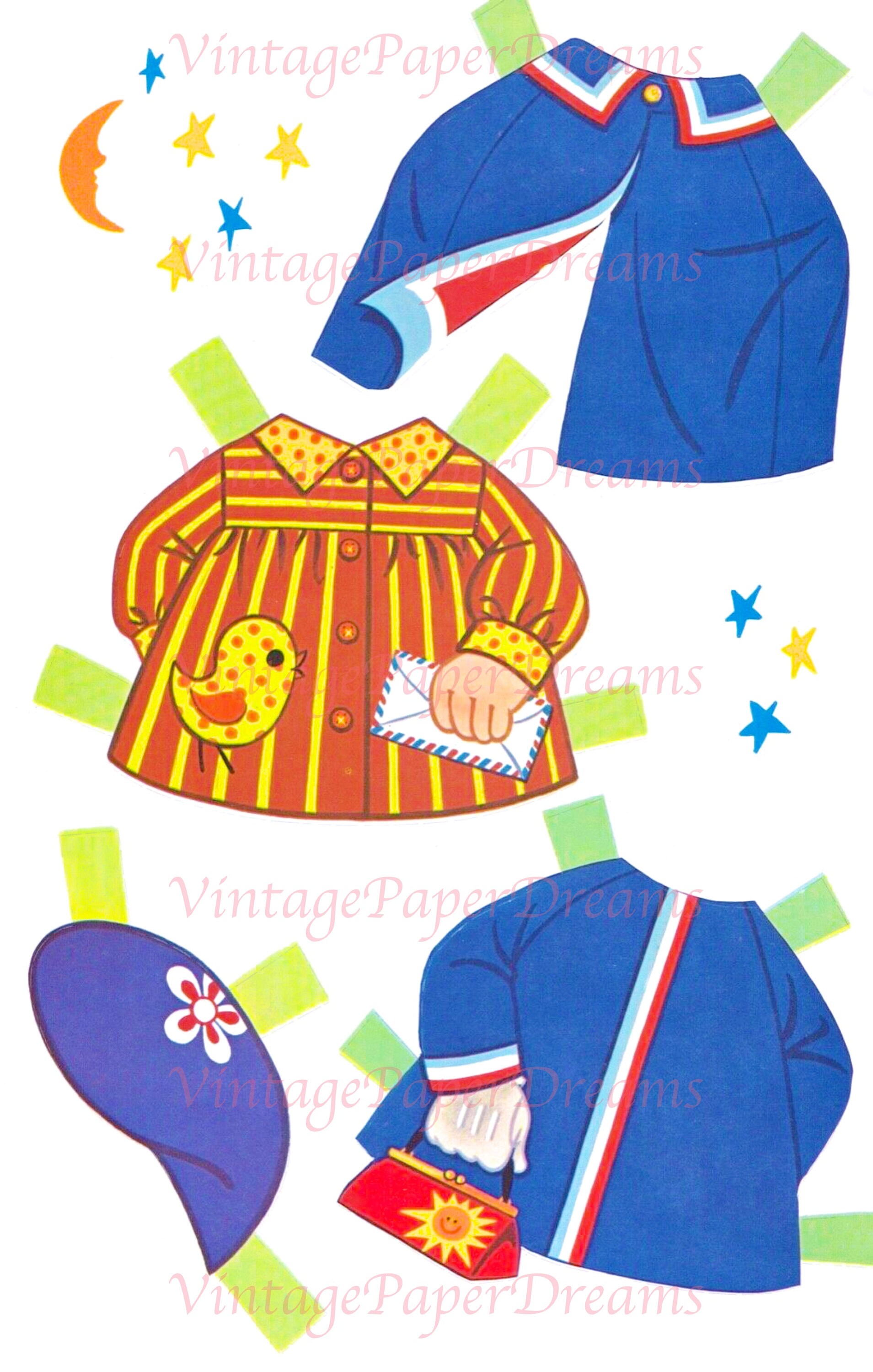 Vintage Paper Doll Printable PDF dress Me Paper Dolls 70s Etsy