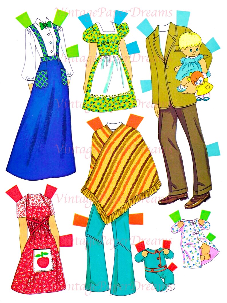 Vintage Paper Doll Printable PDF Sunshine Family Fashion Etsy