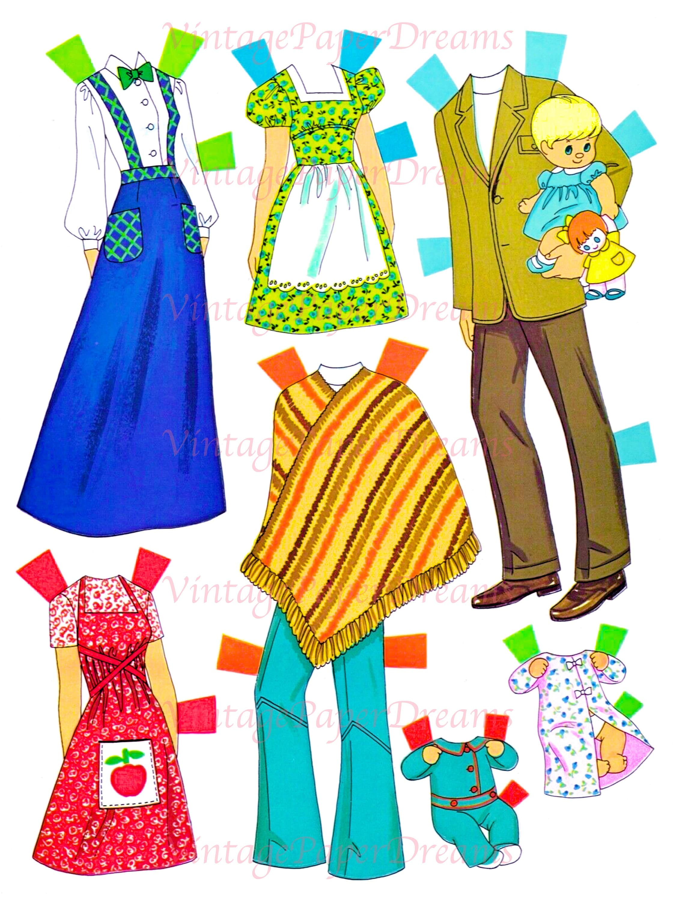 Vintage Paper Doll Printable PDF Sunshine Family Fashion Etsy