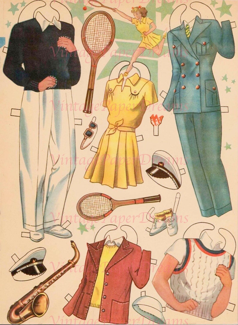 Vintage Paper Doll Printable PDF movieland Paper Dolls 40s 1940s Paper