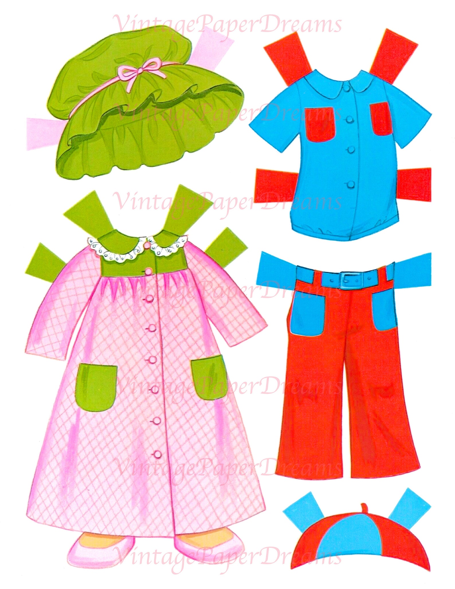 Vintage Paper Doll Printable PDF mrs. Beasley Paper Doll 70s 1970s Paper Doll Pattern Digital