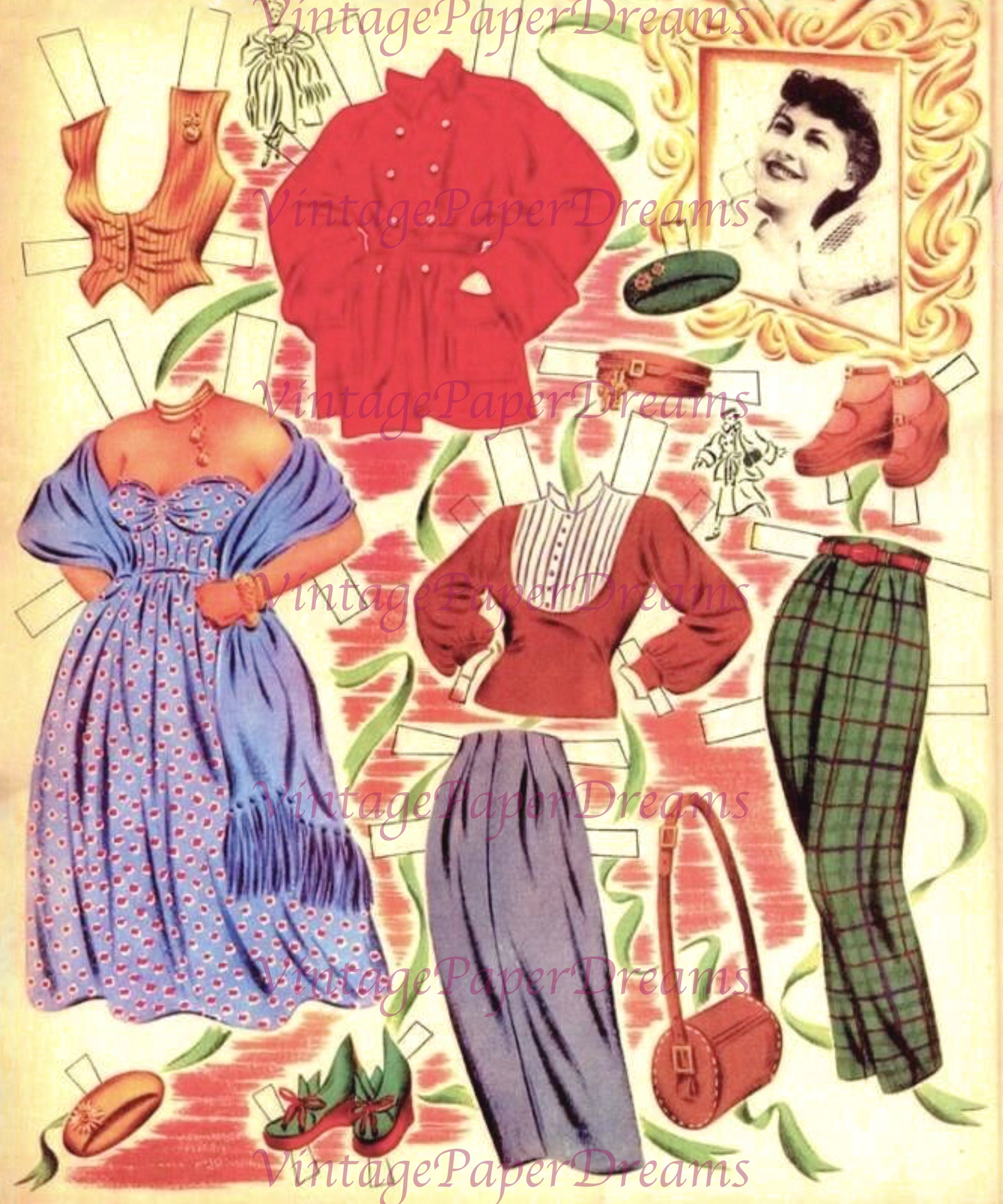 Vintage Paper Doll Printable PDF • ava Gardner Paper Doll • 1952 50s ...