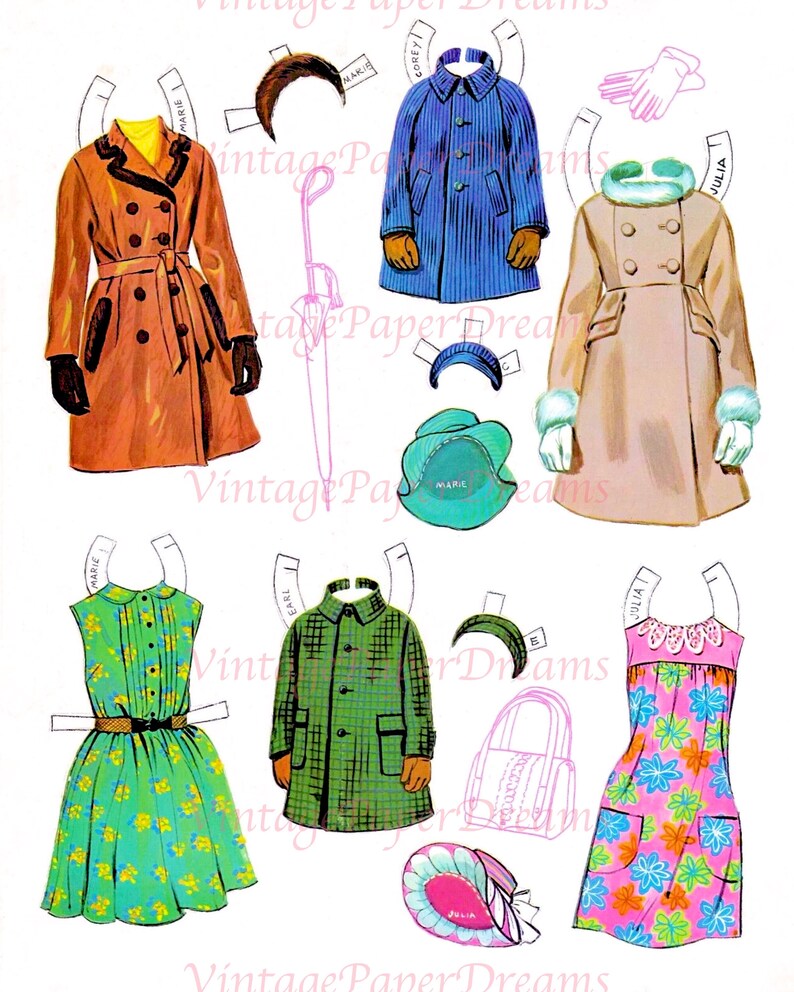 Vintage Paper Doll Printable PDF julia Paper Doll 60s Etsy