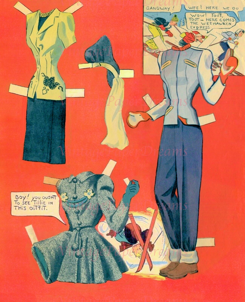 Vintage Comic Book Art Printable PDF tillie the Toiler Paper Dolls 40s ...