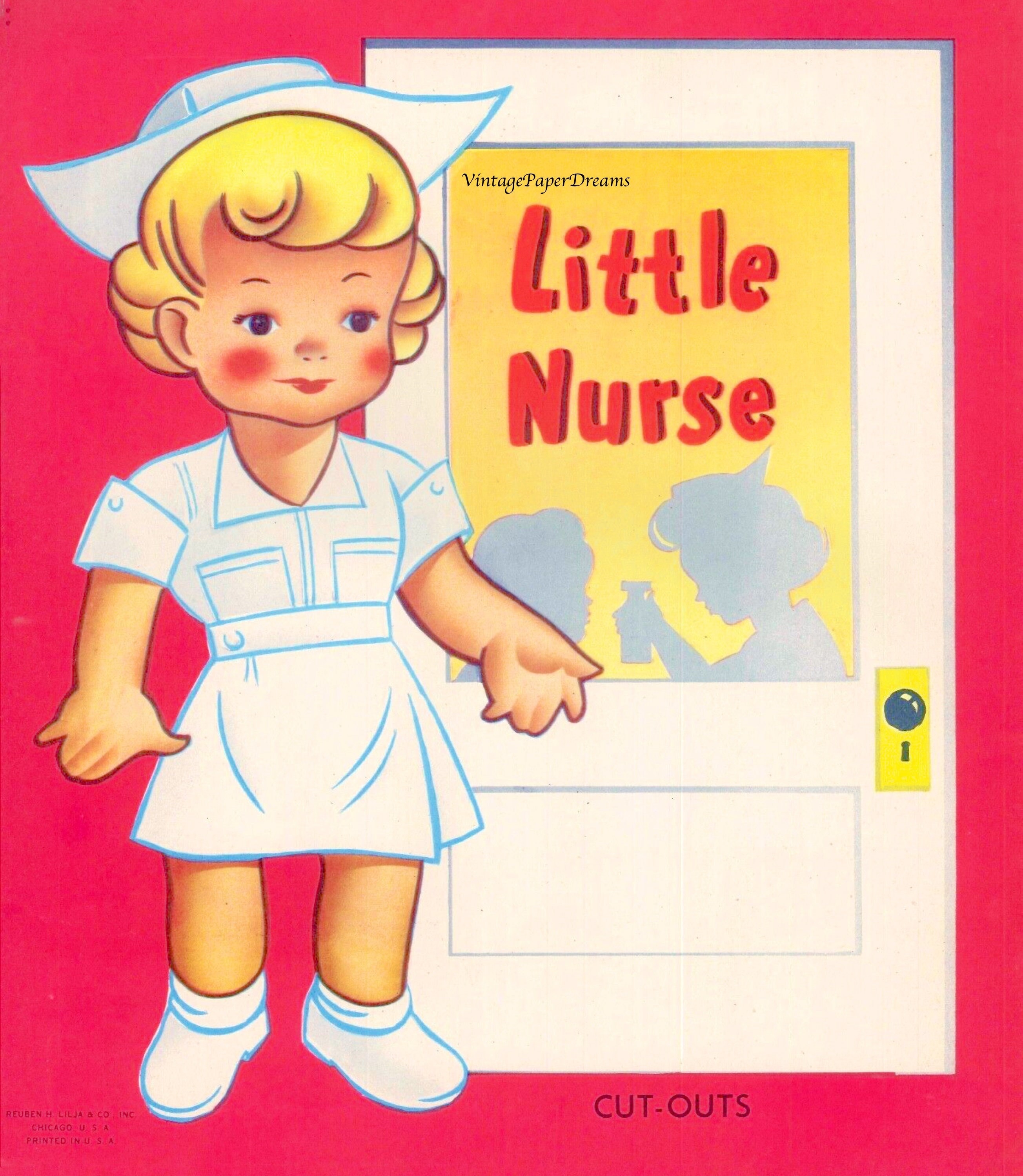 Vintage Paper Doll Printable PDF little Nurse Paper Dolls Etsy