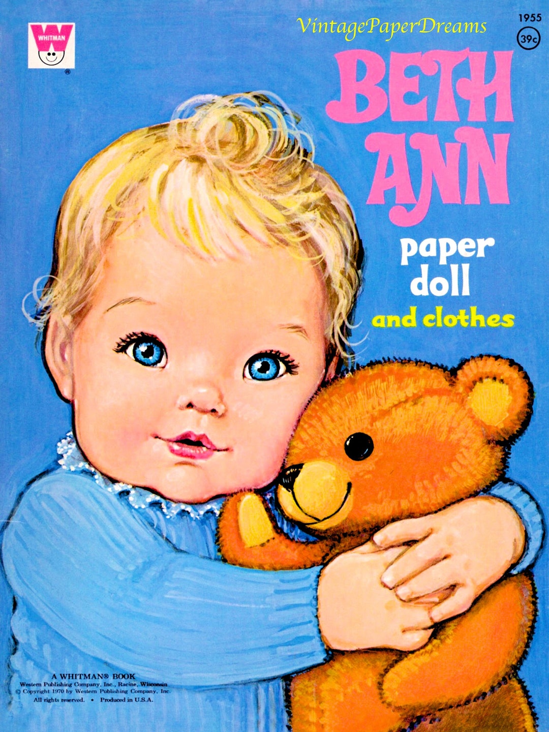 Vintage Paper Doll Printable PDF baby Paper Doll 70s 1970s Paper Doll