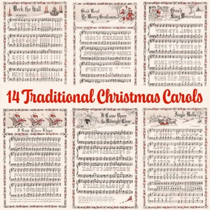 Vintage Printable Christmas Carol Sheet Music PDF • Traditional Advent Hymn Song Antique Wrapping Paper • Xmas Image Junk Journal Ephermera