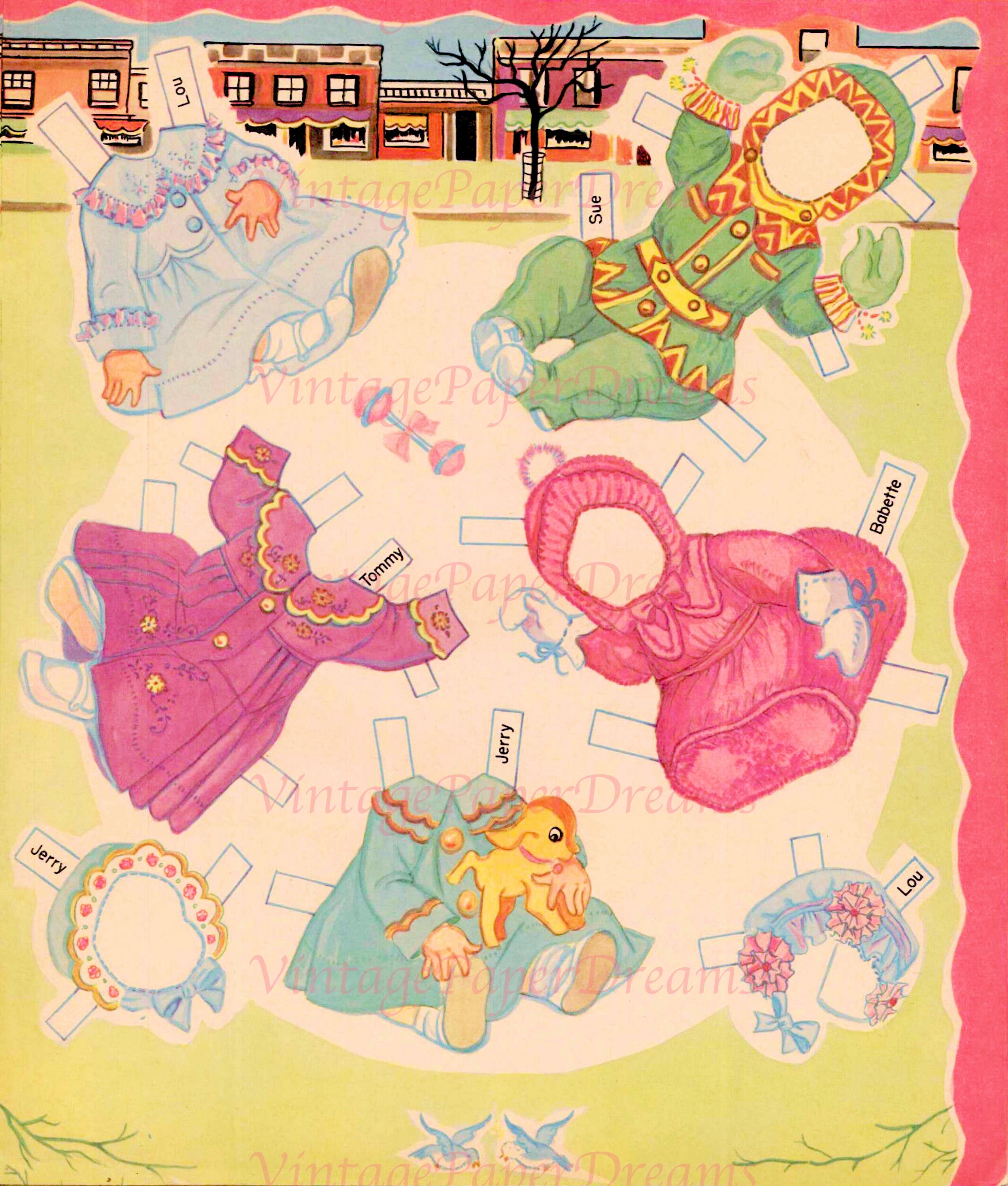 Vintage Paper Doll Printable PDF Newborn Baby Paper Doll 40s 1940s
