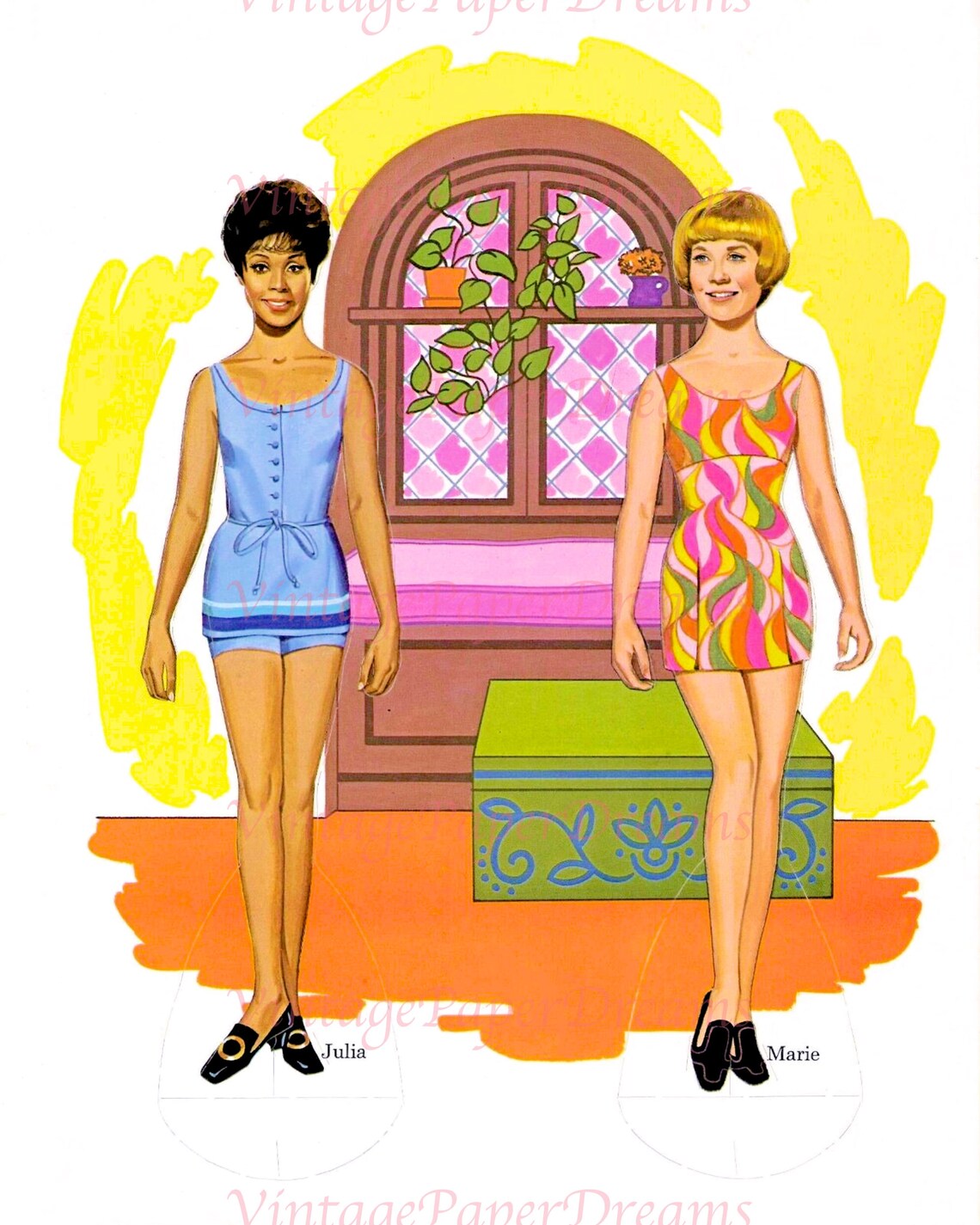 Vintage Paper Doll Printable PDF julia Paper Doll 60s Etsy