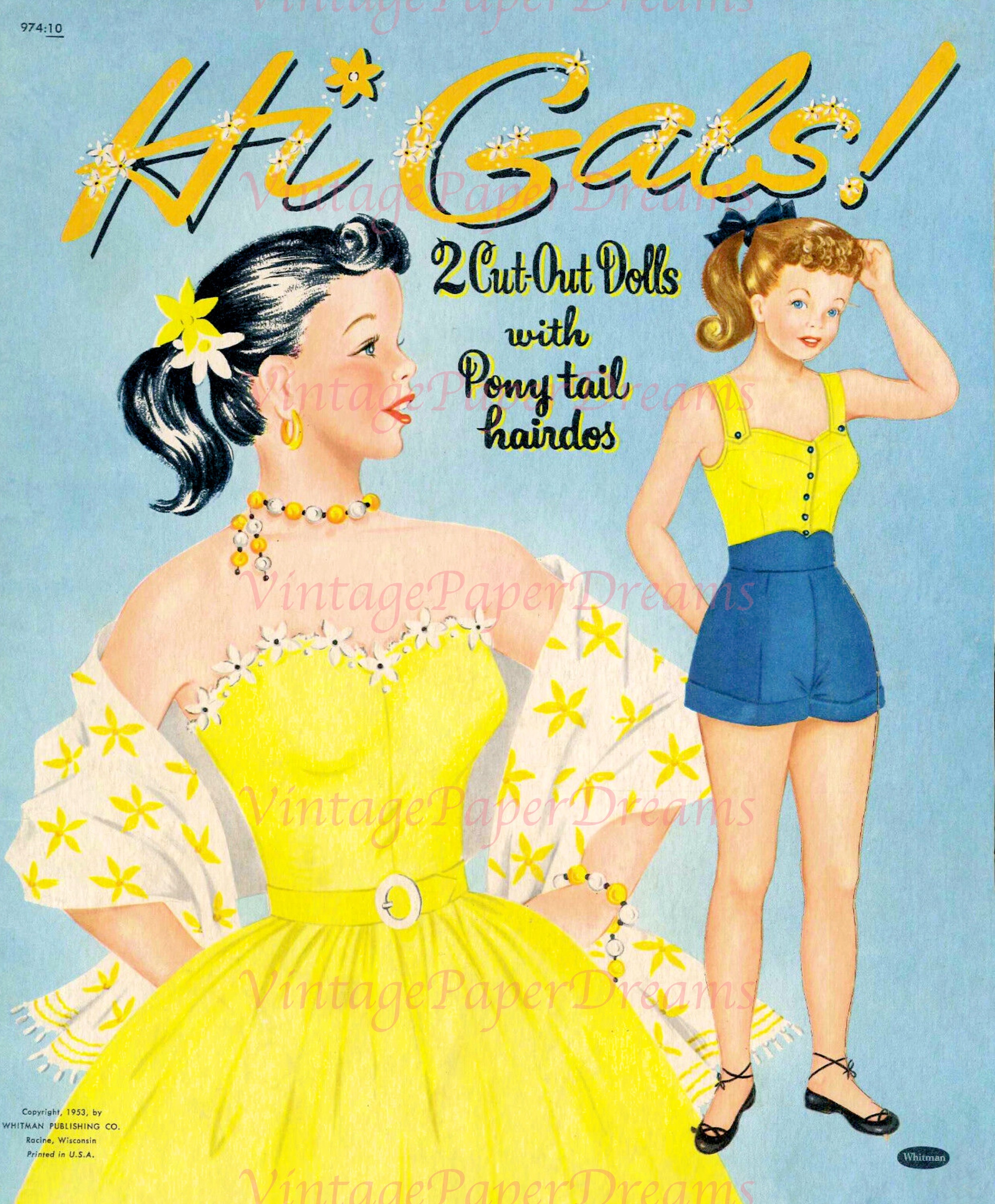Vintage Paper Doll Printable PDF best Friends Paper Dolls 50s 1950s ...