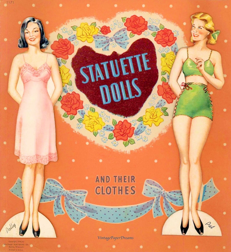 Vintage Paper Doll Printable PDF statuette Dolls Paper Doll 40s 1940s Paper Doll Download