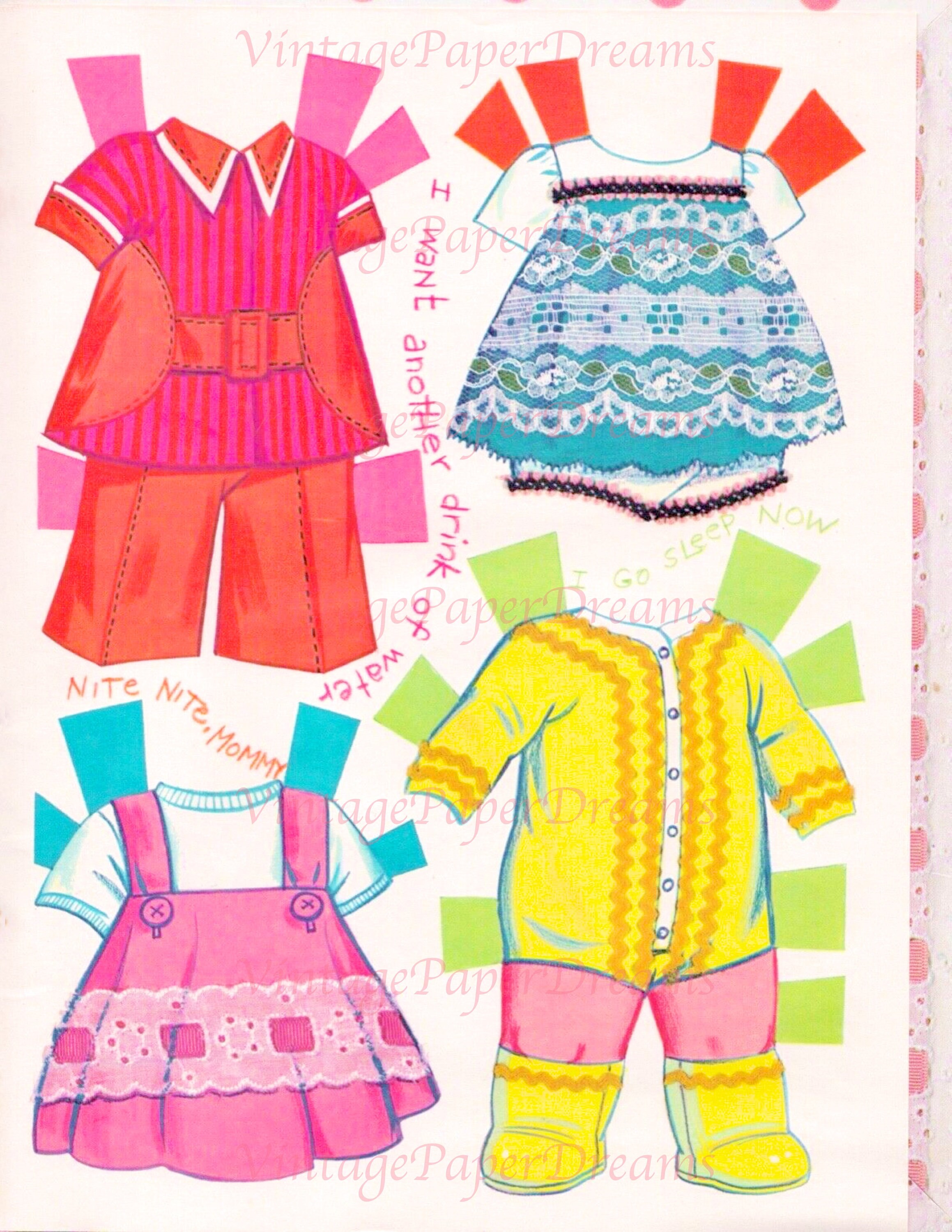 Vintage Paper Doll Printable PDF drowsy Baby Paper Doll 70s 1970s ...