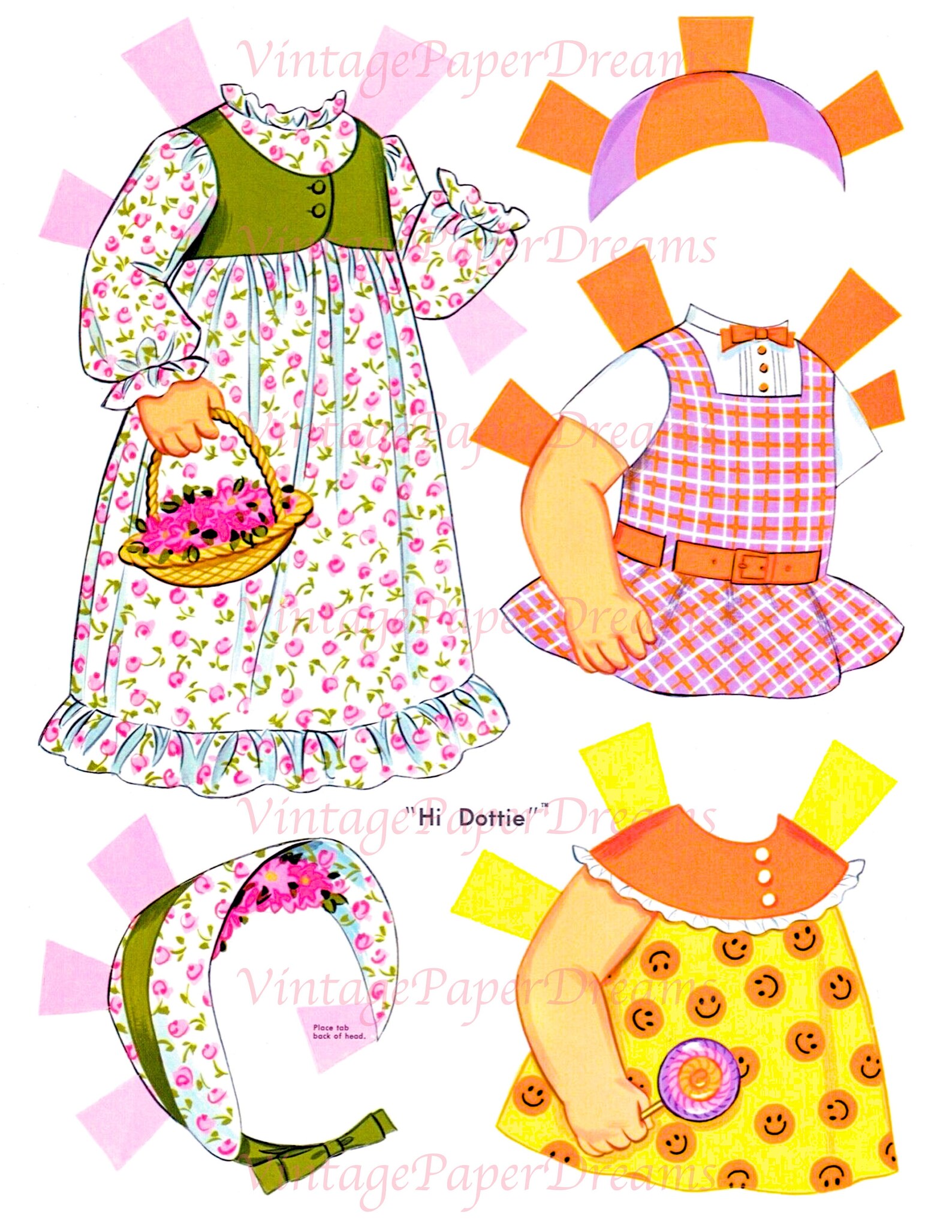 Dottie Cat25 Example.pdf Vintage Paper Doll Printable PDF • dottie Paper Doll • 70s 1970s Paper ...