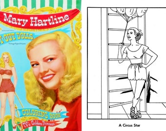 Vintage Coloring Book Printable PDF • Mary Hartline Colouring Book • 50s 1950s Adult Woman Activity Book Download Movie Star Dress Art JPG