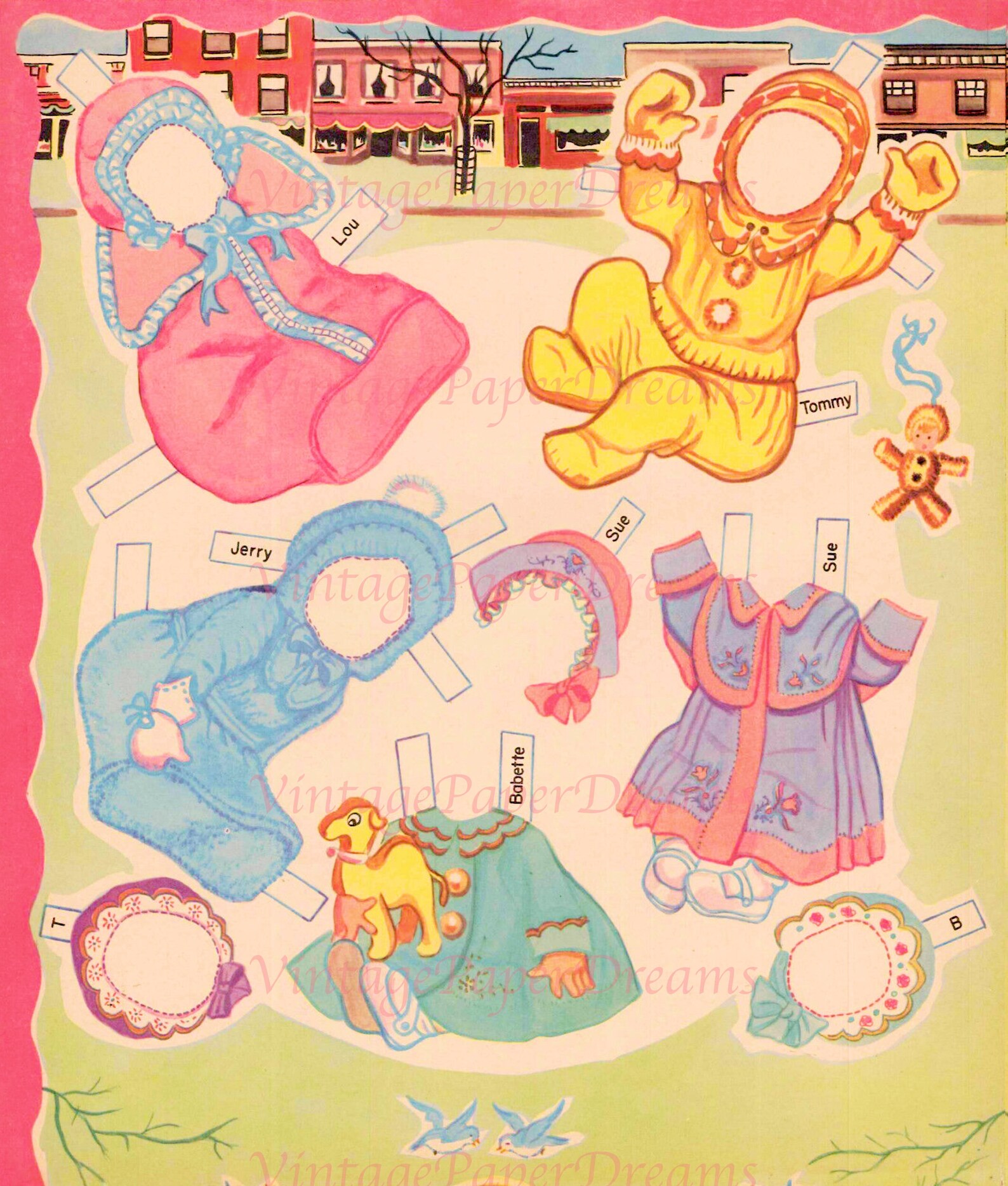 Vintage Paper Doll Printable PDF newborn Baby Paper Doll 40s 1940s Paper Doll Pattern Digital