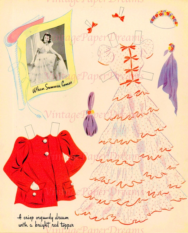 Vintage Paper Doll Printable PDF jane Withers Paper Doll Etsy