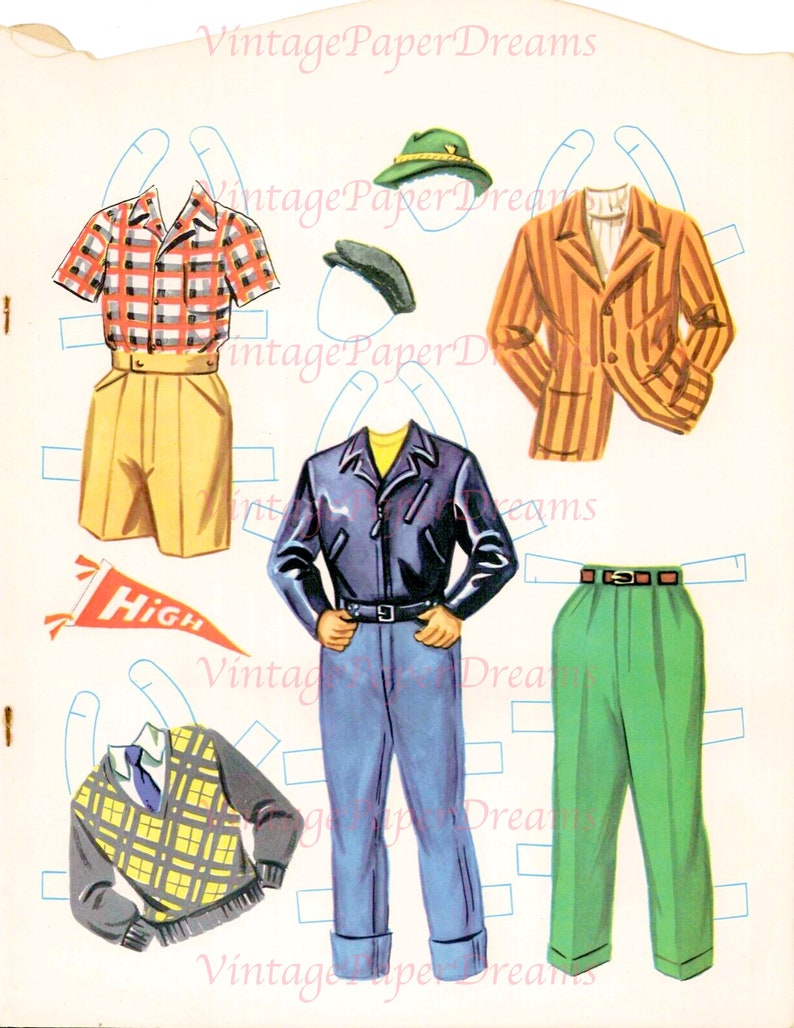 Vintage Paper Doll Printable PDF high School Champion Paper Dolls 40s ...