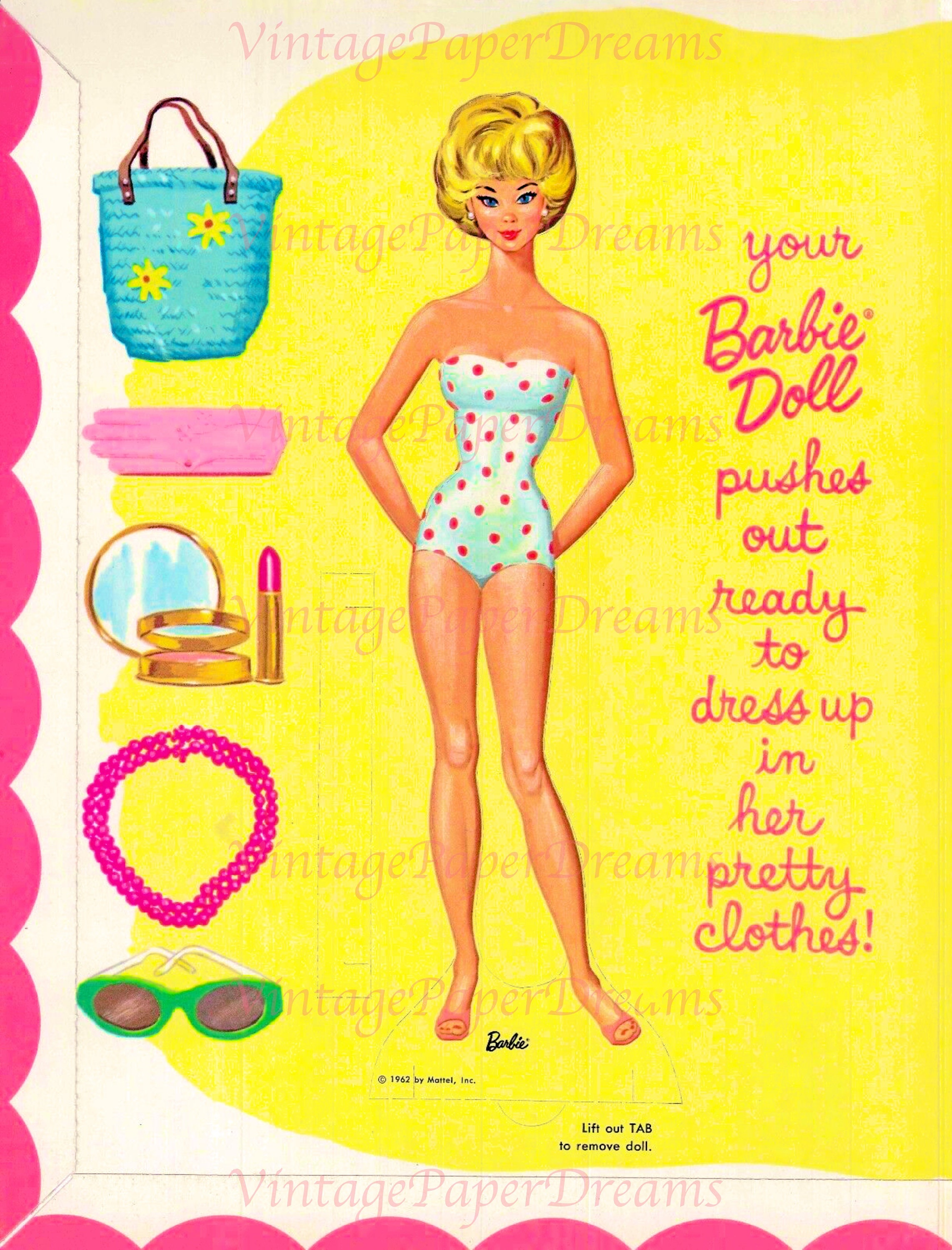 Barbie Paper Doll Printable PDF • Barbie Puppe Cut-Outs • Vintage 60er ...