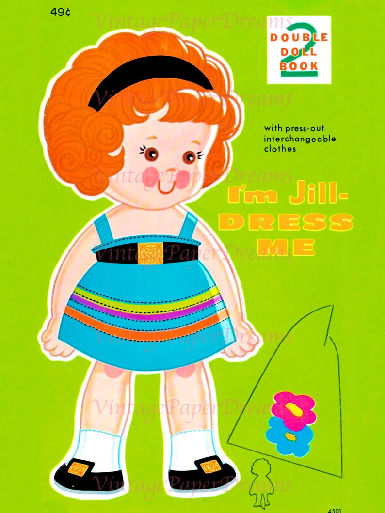 Vintage Paper Doll Printable PDF dress Me Paper Dolls 70s 1970s Girl