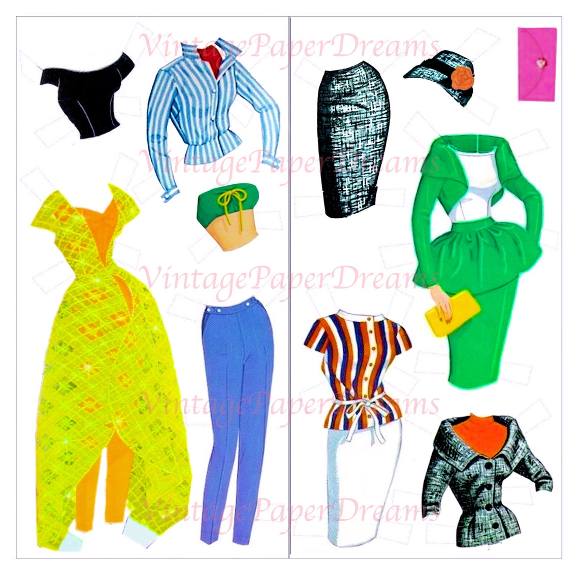 Vintage Paper Doll Printable PDF barbie Paper Doll 60s Etsy