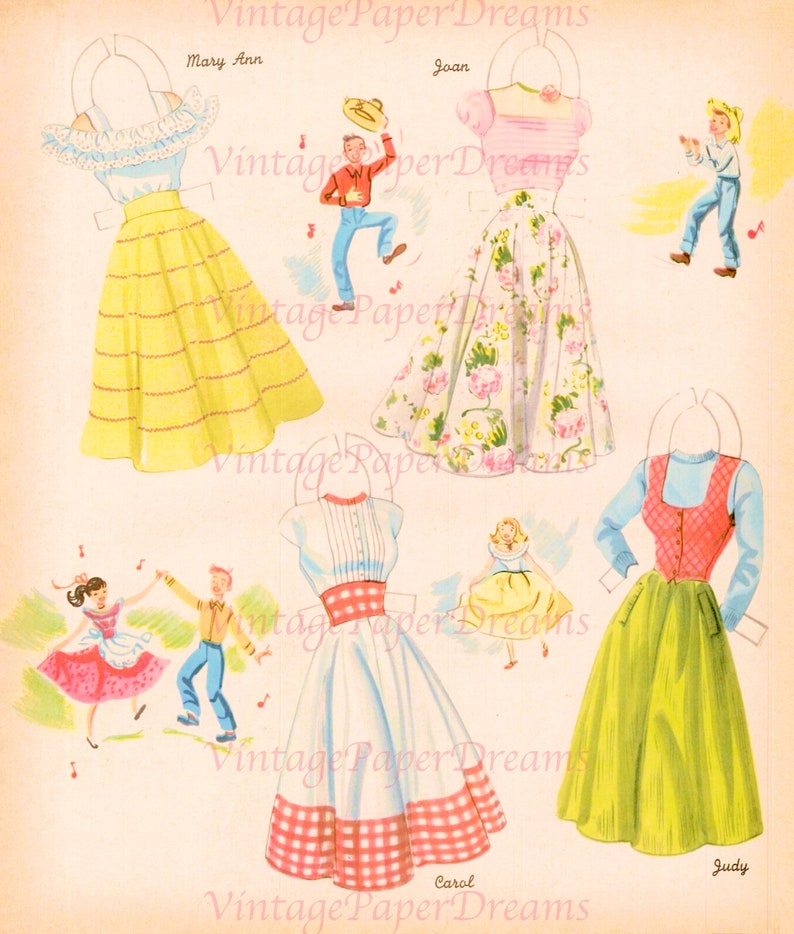Vintage Paper Doll Printable PDF teenager Paper Doll JPEG - Etsy