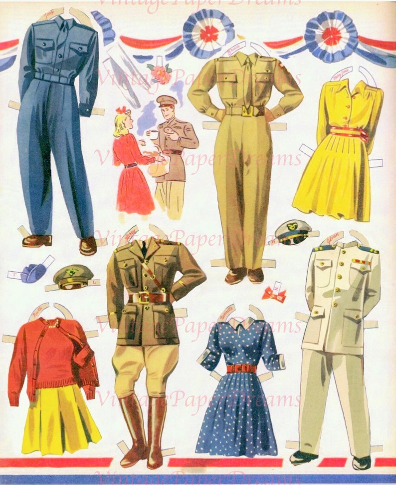 Vintage Paper Doll Printable PDF soldiers and Sailors Paper Etsy