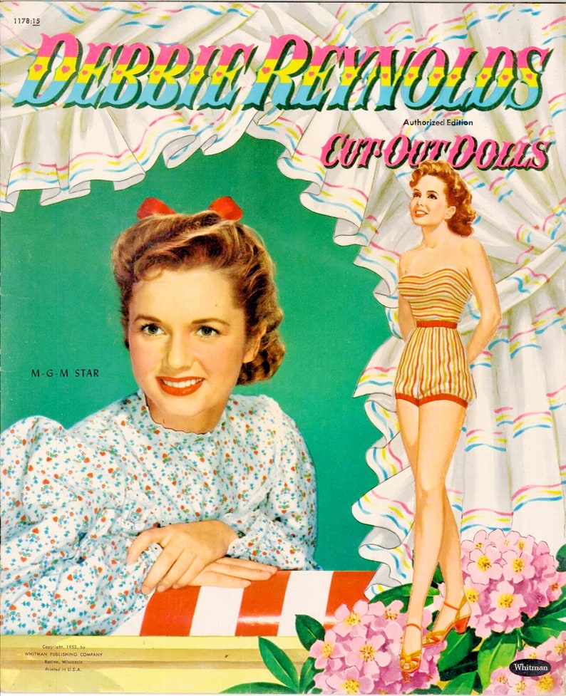 Vintage Paper Doll Printable PDF debbie Reynolds Paper Doll 50s 1950s