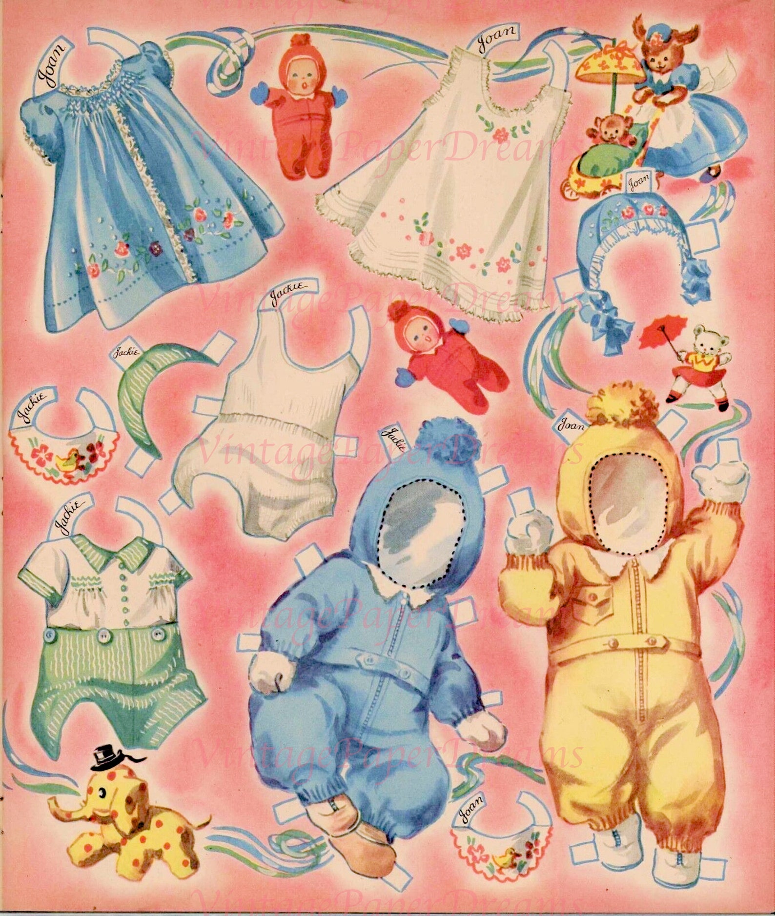 Vintage Paper Doll Printable PDF cradle Tots Paper Dolls Etsy