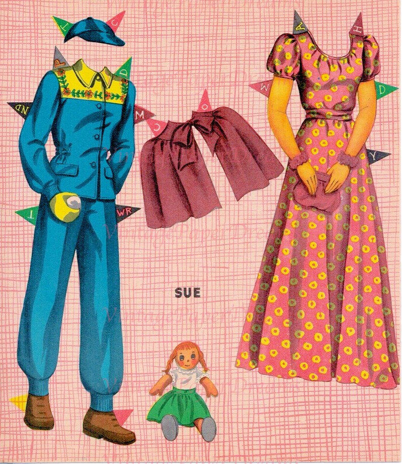 Vintage Paper Doll Printable PDF campus Queens Paper Dolls 40s 1940s