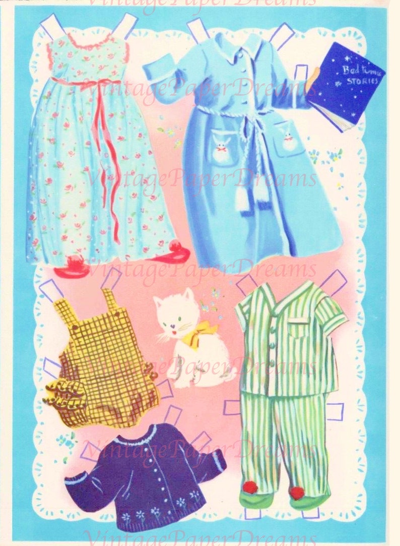 Vintage Paper Doll Printable PDF baby Sister Brother Paper Doll 50s 1950s Paper Doll Pattern