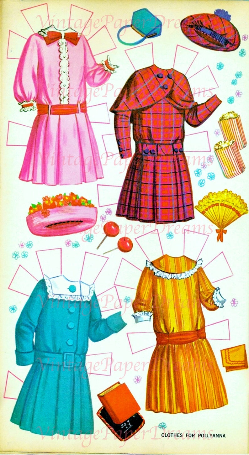 Vintage Paper Doll Printable PDF pollyanna Paper Doll 60s 1960s Blonde