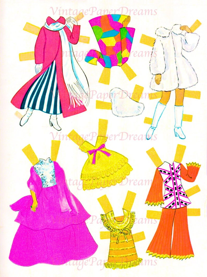 Vintage Paper Doll Printable PDF girl Paper Doll 70s 1970s Etsy Australia