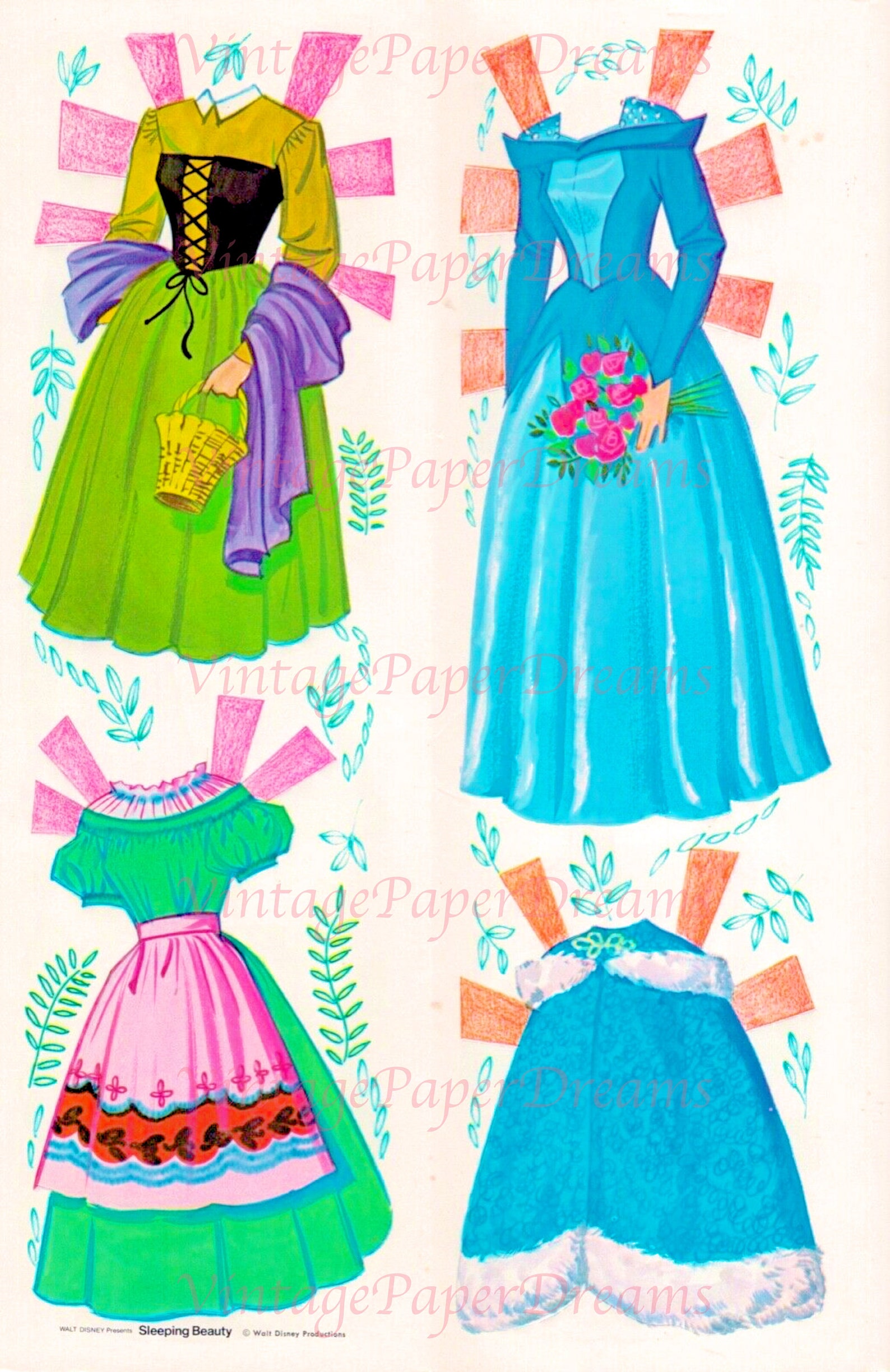 Vintage Paper Doll Printable PDF Sleeping Beauty Paper Doll Etsy