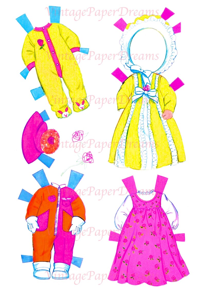 Vintage Paper Doll Printable PDF rosebud Paper Dolls 70s Etsy