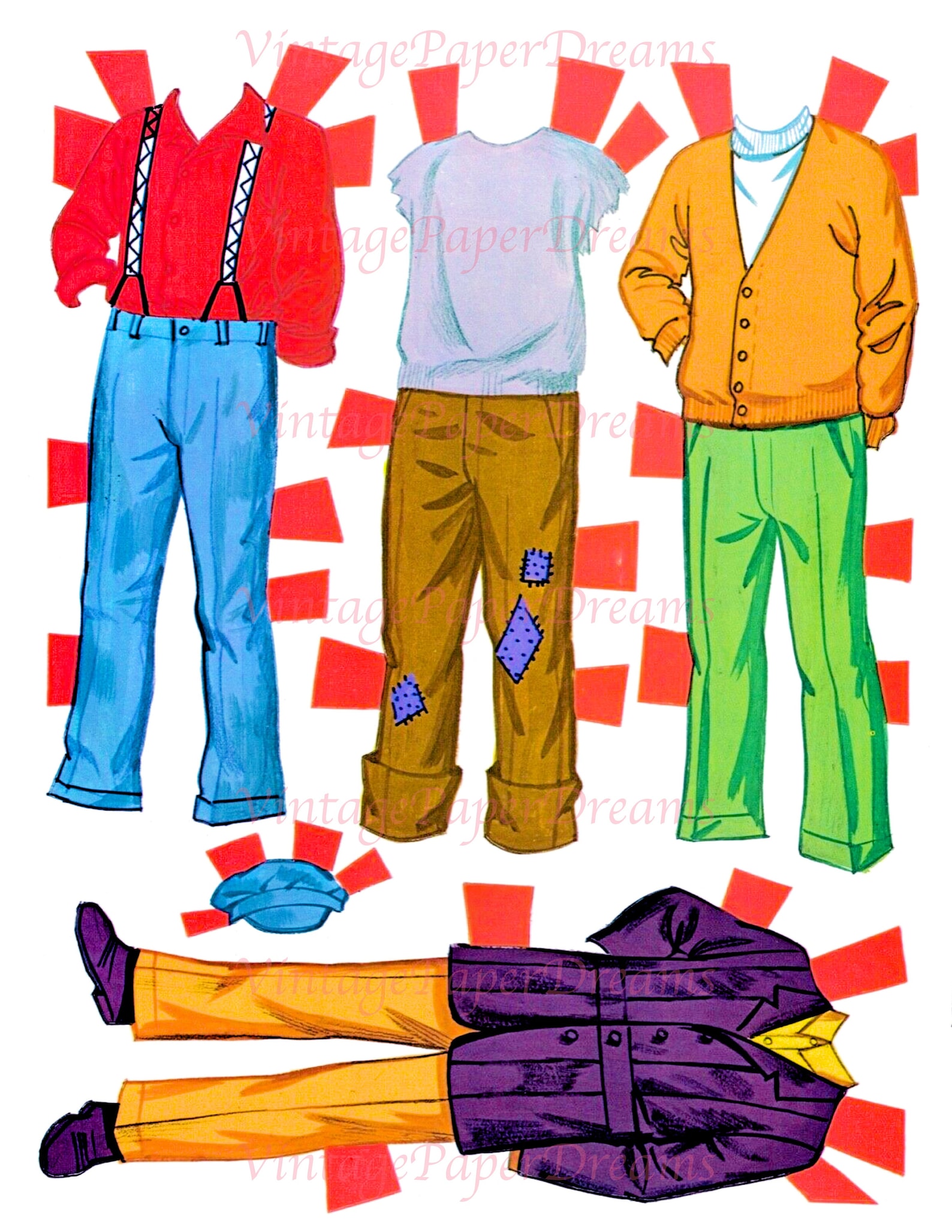 Vintage Paper Doll Printable PDF the Waltons Family Paper Etsy