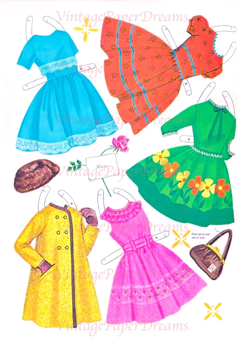 Vintage Paper Doll Printable PDF blonde Redhead Etsy