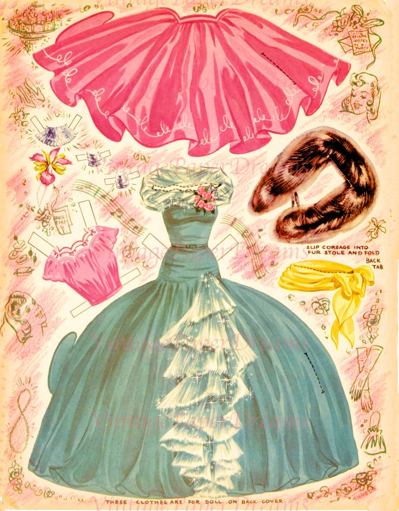 Vintage Paper Doll Printable PDF hedy Lamarr Paper Doll 40s 1940s Paper