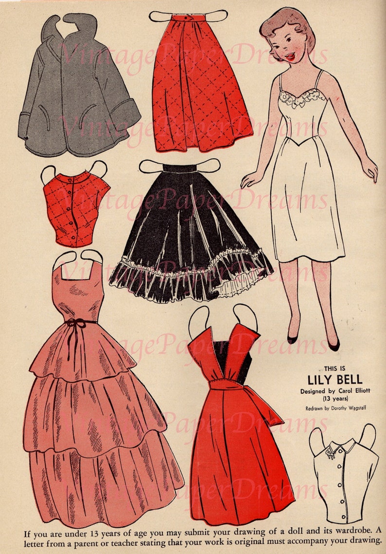 Vintage Paper Doll Printable PDF wee Wisdom 1952 50s 1950s Etsy Canada