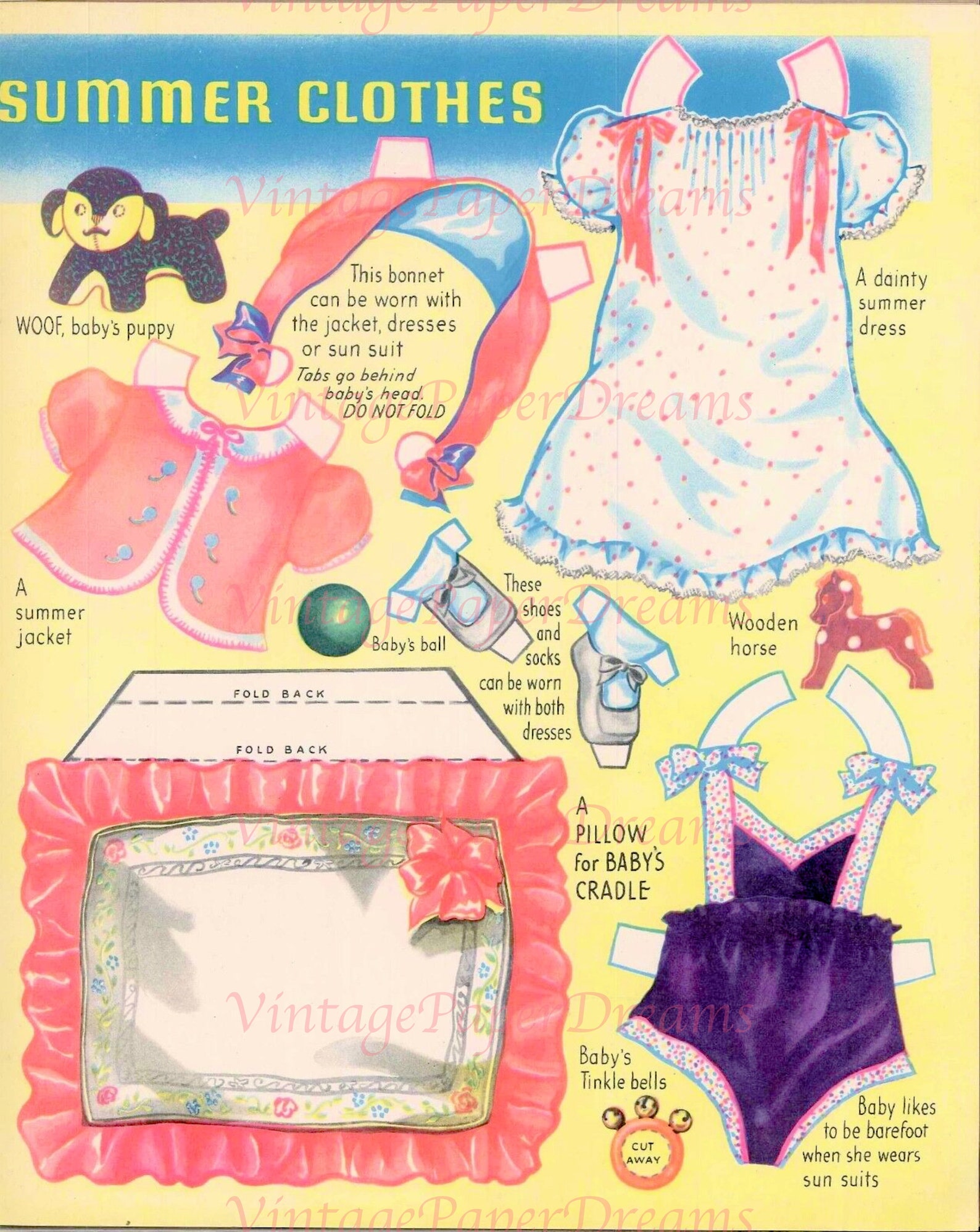 Vintage Paper Doll Printable PDF sleeping Baby Paper Doll Etsy