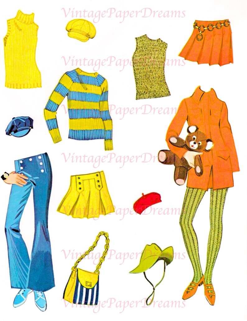 Vintage Paper Doll Printable PDF twiggy Paper Doll 60s Etsy