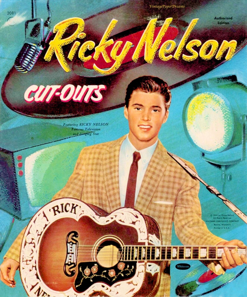 Vintage Paper Doll Printable PDF ricky Nelson Paper Doll 50s 1950s Rockstar Man Paper Doll