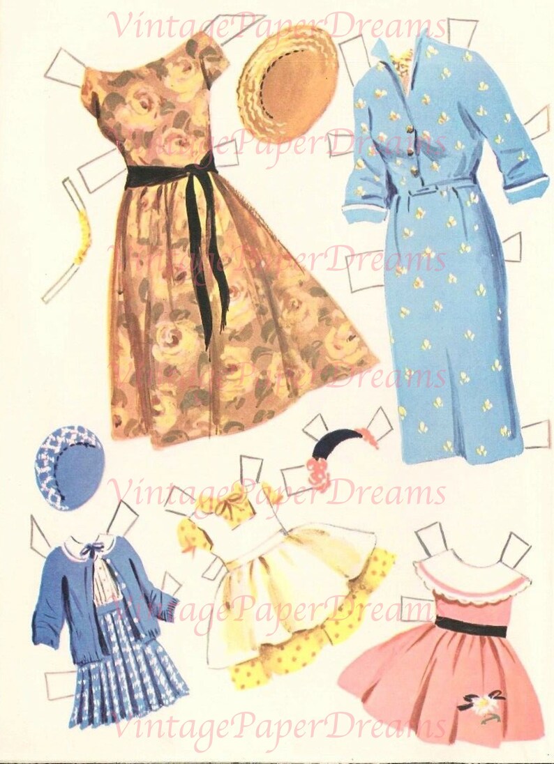 Vintage Paper Doll Printable PDF JPEG wedding Dolls 50s Etsy