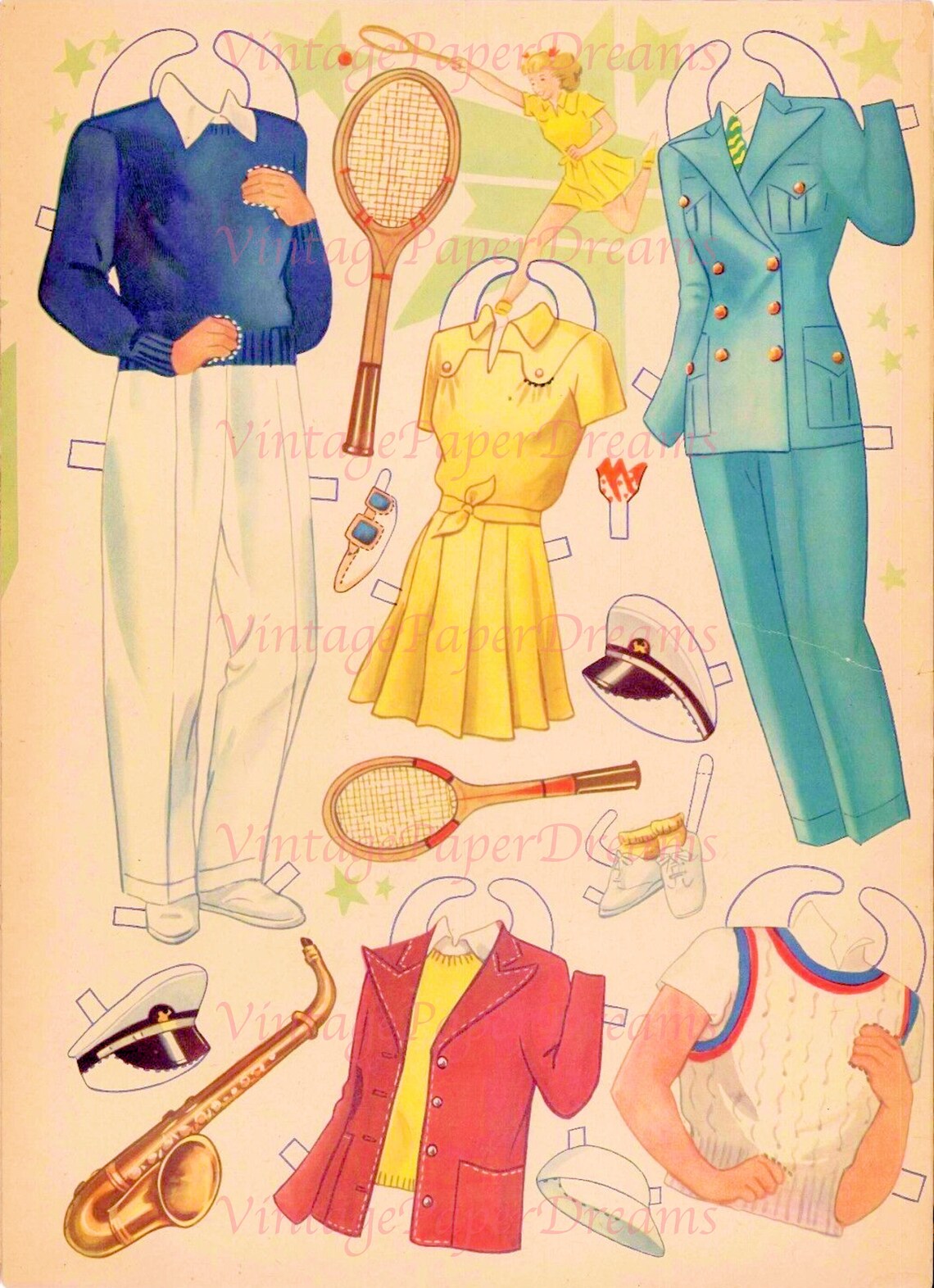 Vintage Paper Doll Printable PDF miss Hollywood Paper Doll Etsy