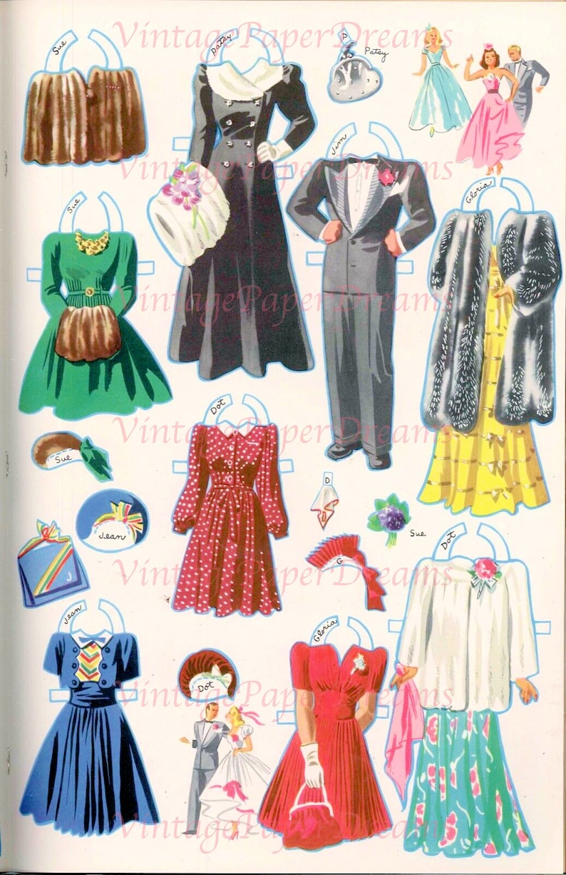 Vintage Paper Doll Printable PDF high School Paper Dolls 40s 1940s ...