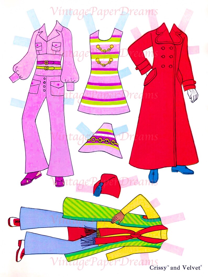 Vintage Paper Doll Printable PDF crissy Paper Doll 70s Etsy