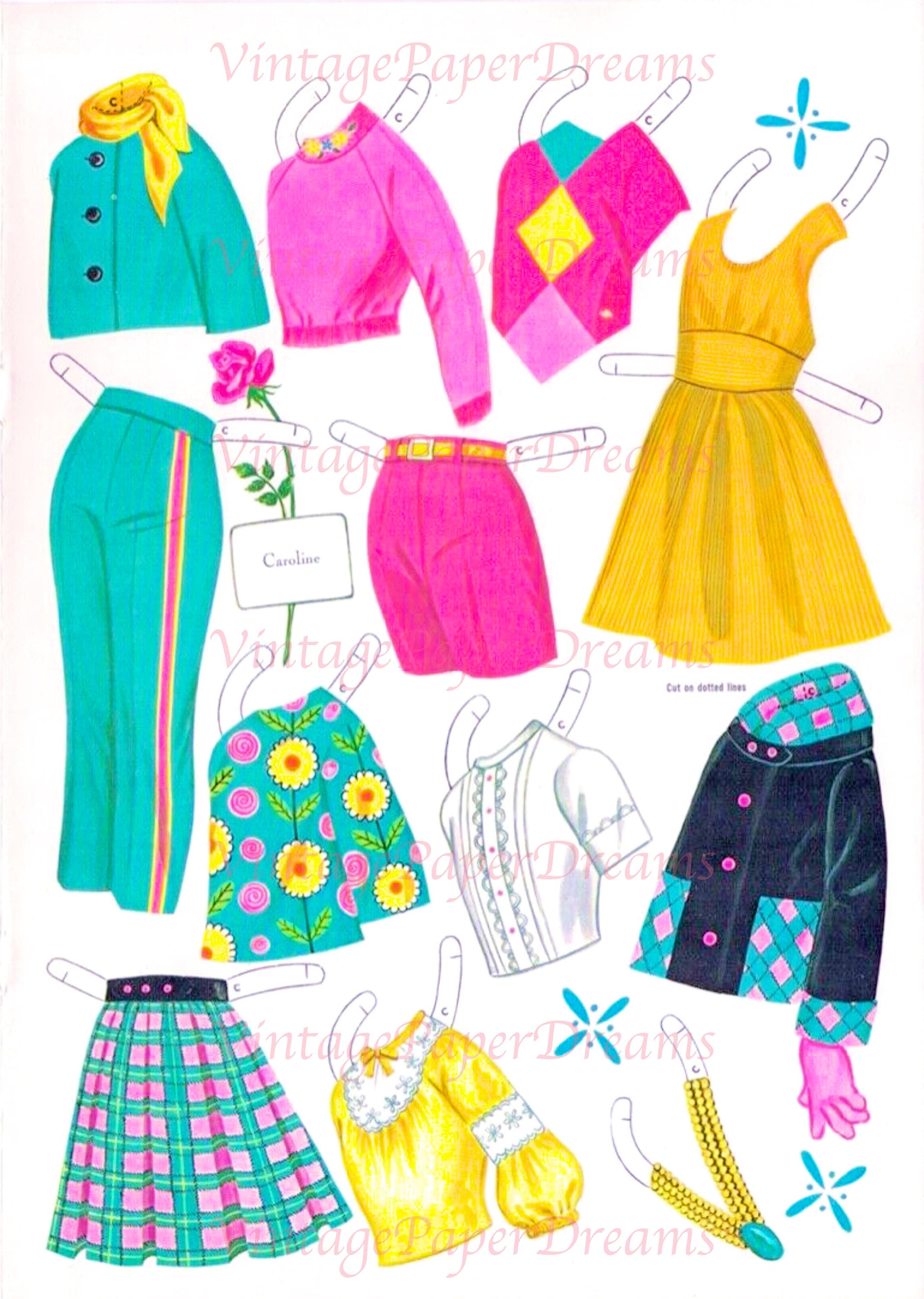 Vintage Paper Doll Printable PDF blonde Redhead Brunette Paper Doll 70s ...