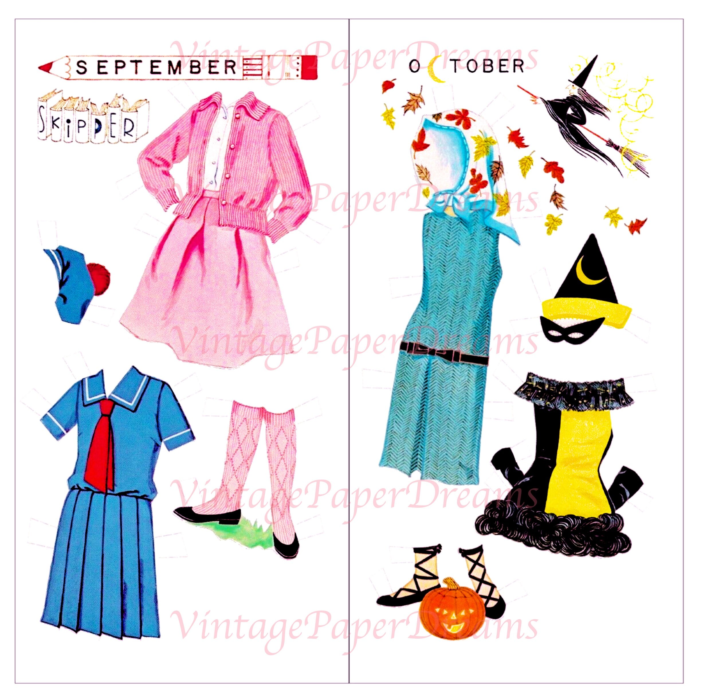 Vintage Paper Dolls Growing up Skipper 1976 Printable PDF 