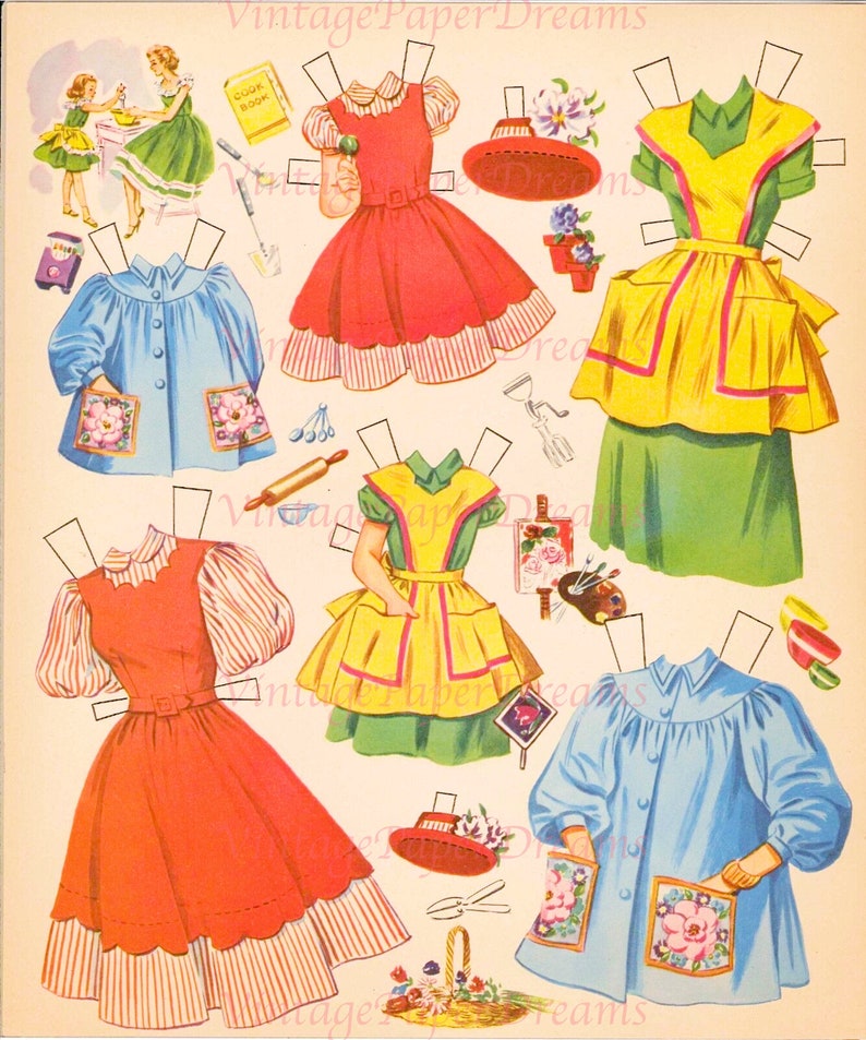 Vintage Paper Doll Printable PDF Mother Daughter Paper Dolls 50s 1950s